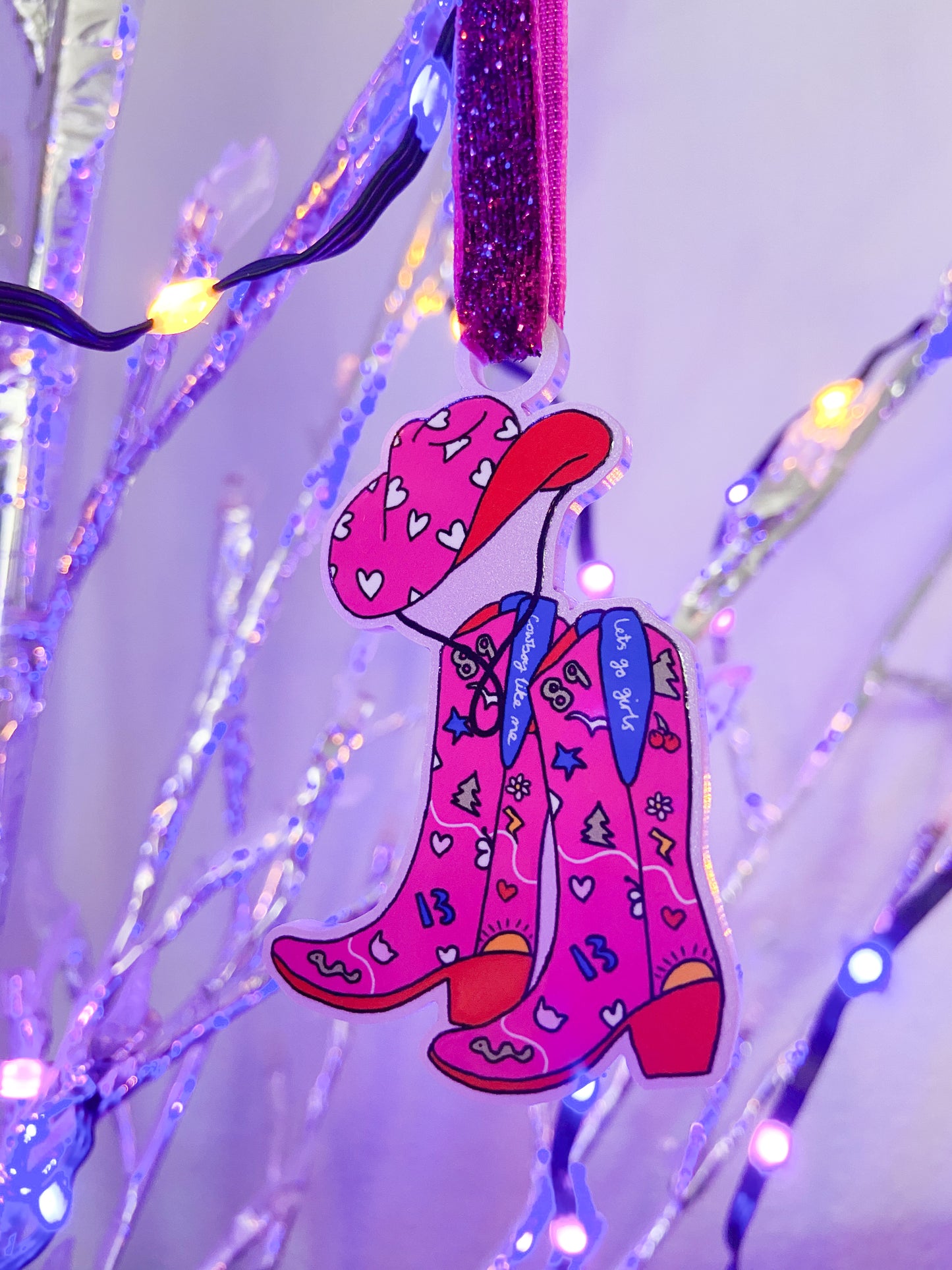 Cowboy Hat & Boots Tree Decoration, Taylor or Harries Gift