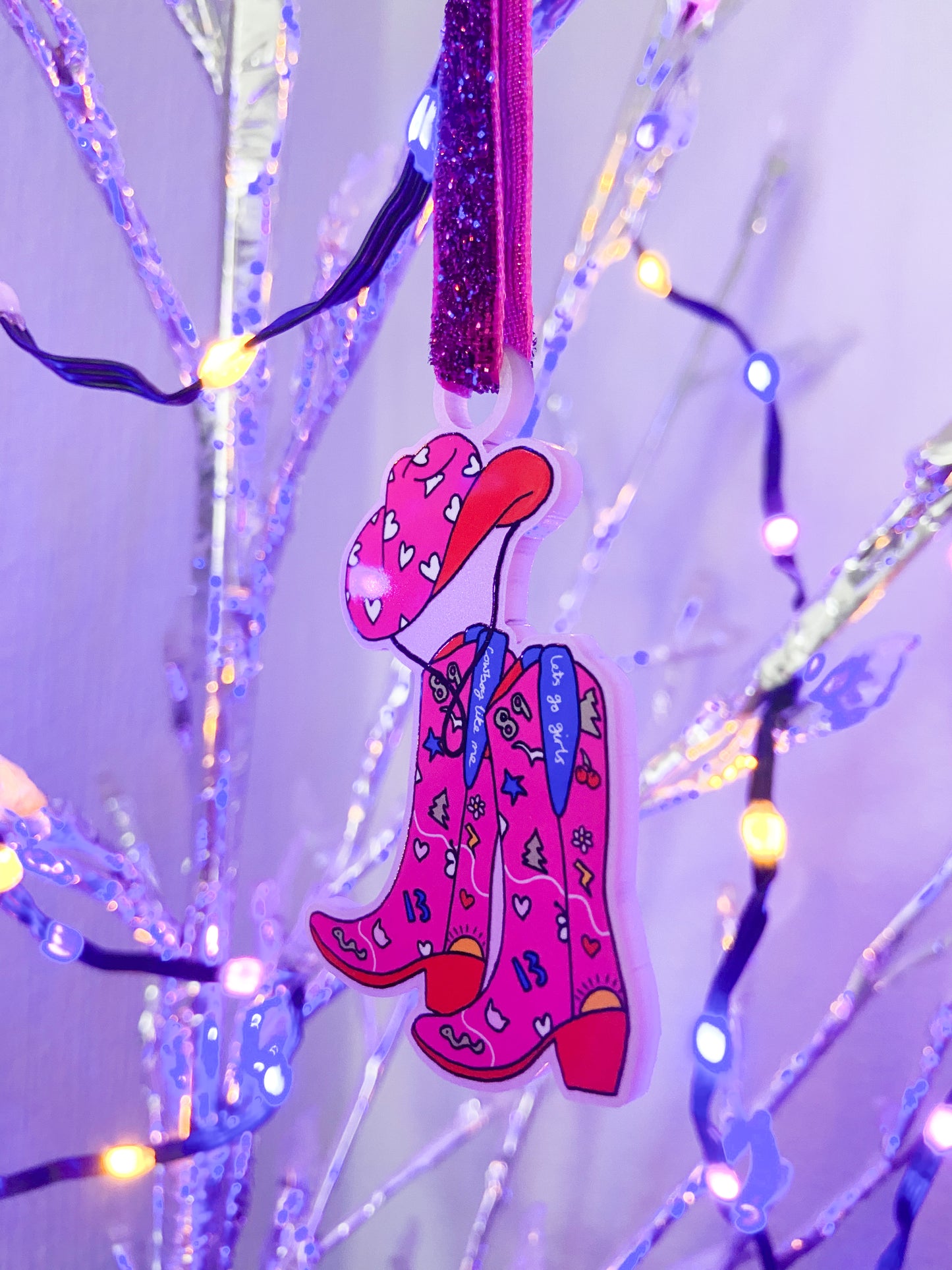 Cowboy Hat & Boots Tree Decoration, Taylor or Harries Gift