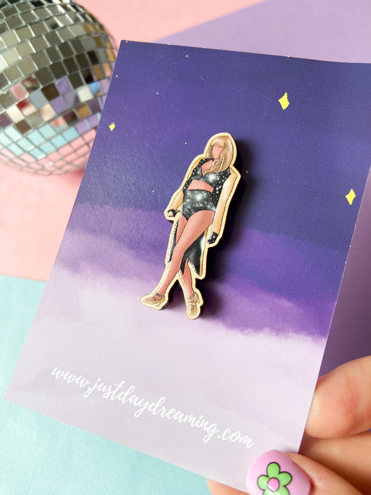 Taylor Broken Heart Pin Badge, Wooden Brooch