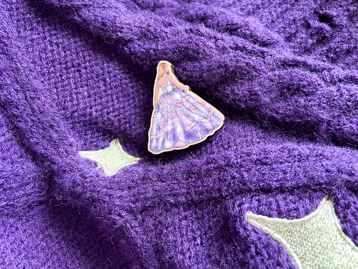 Taylor Enchanted Pin Badge, Wooden Brooch