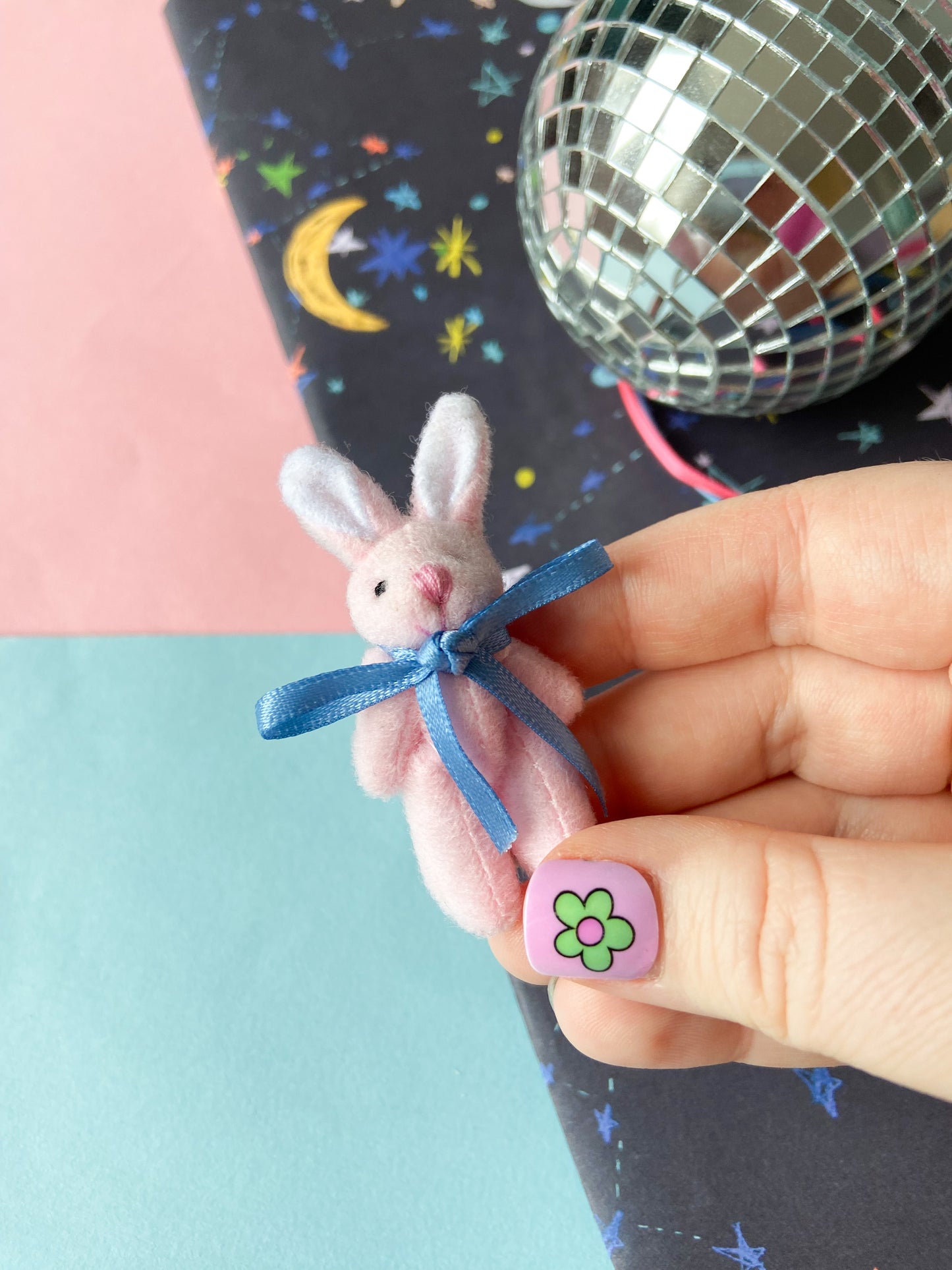 Pink and Blue Heart Friendship Bunnies Keychain, Harries Gift