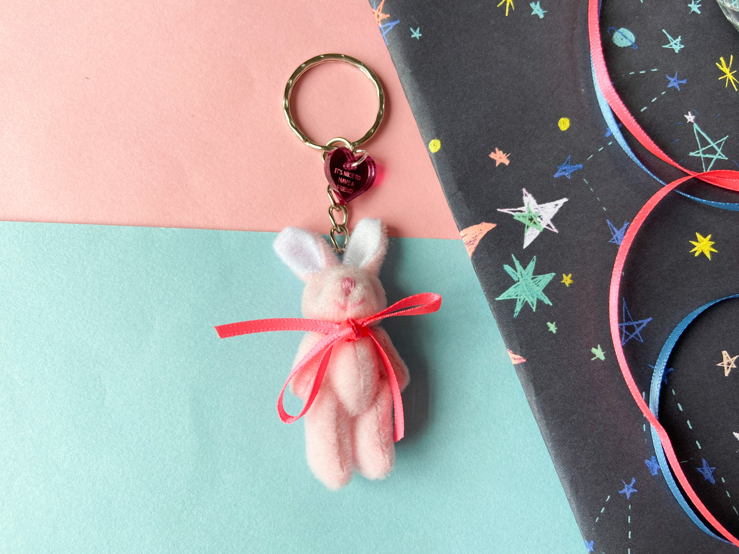 Nice to have a Friend Bunny Heart Keychain, Swiftie Gift