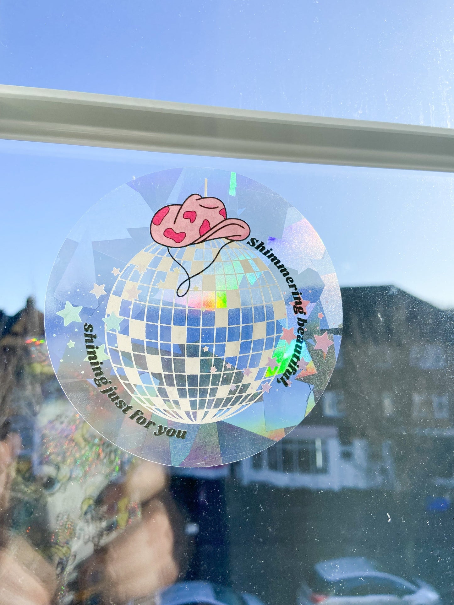 Mirrorball Rainbow Suncatcher Window Sticker Decal, Swifties Gift