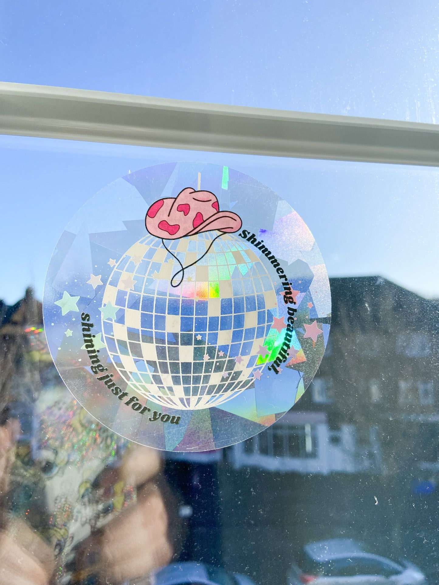 Mirrorball Rainbow Suncatcher Window Sticker Decal, Swifties Gift