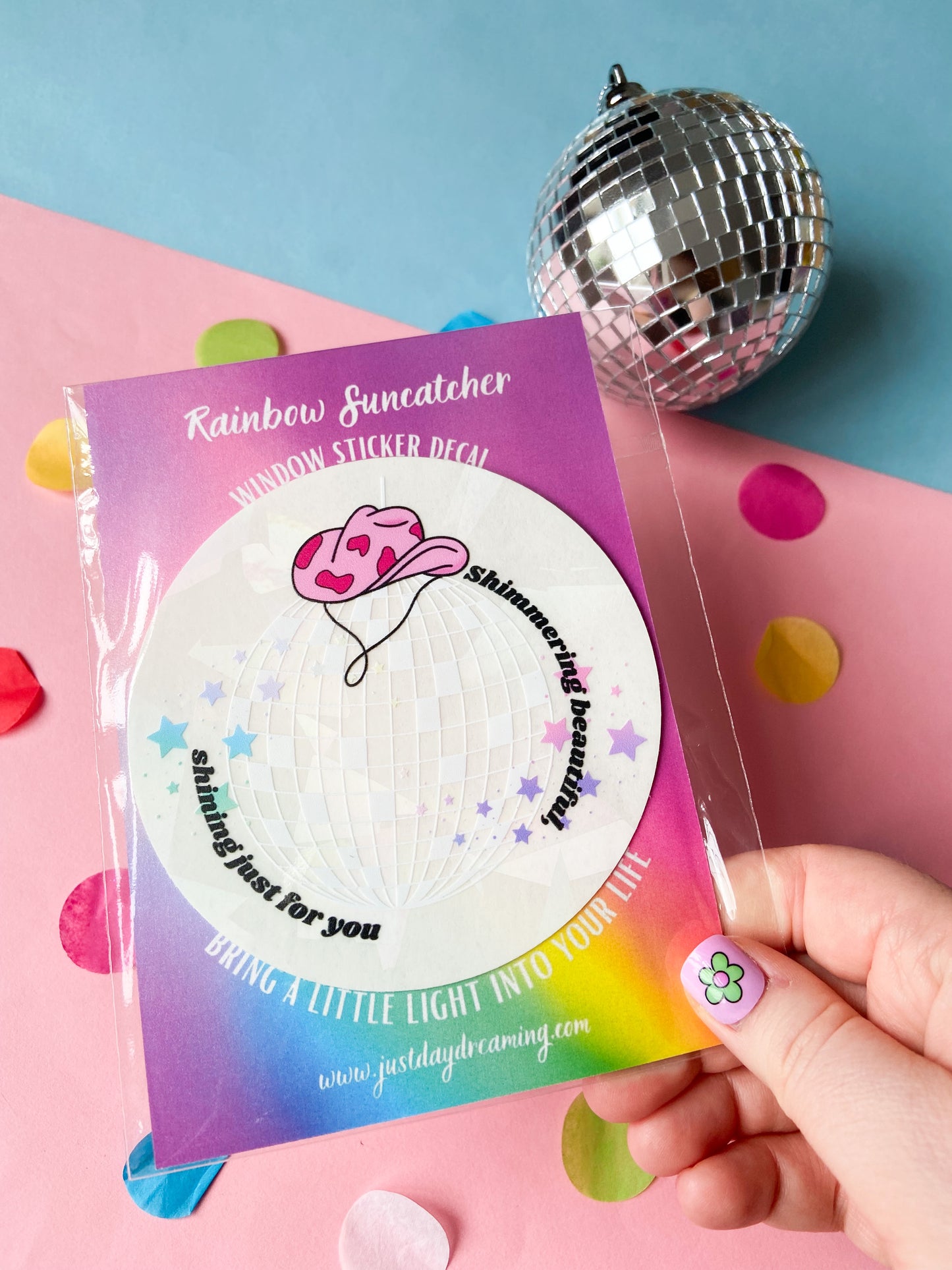 Mirrorball Rainbow Suncatcher Window Sticker Decal, Swifties Gift