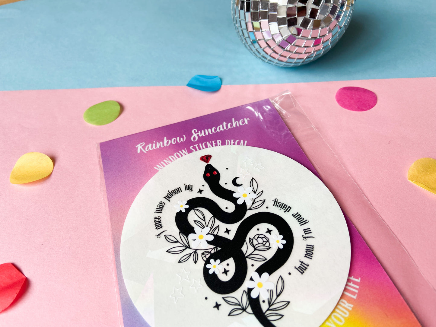 Poison Ivy Snake Rainbow Suncatcher Window Sticker Decal, Swifties Gift