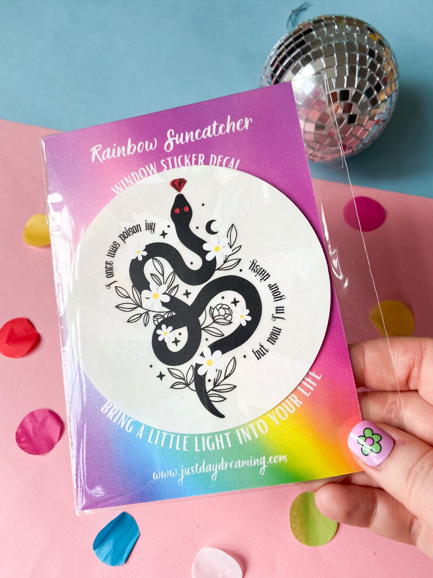 Poison Ivy Snake Rainbow Suncatcher Window Sticker Decal, Swifties Gift
