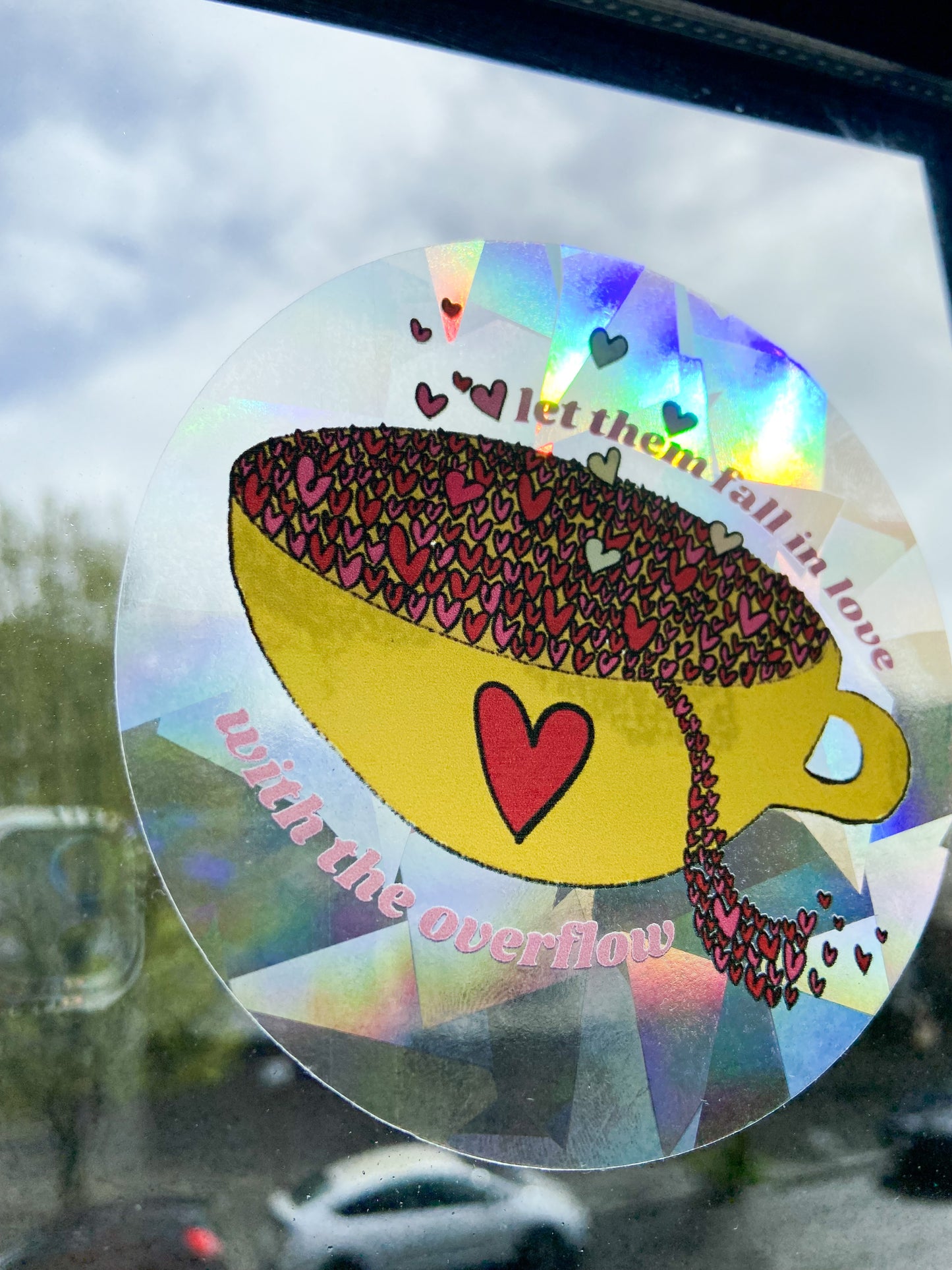 Fall in Love Rainbow Suncatcher Window Sticker Decal, Harries Quote
