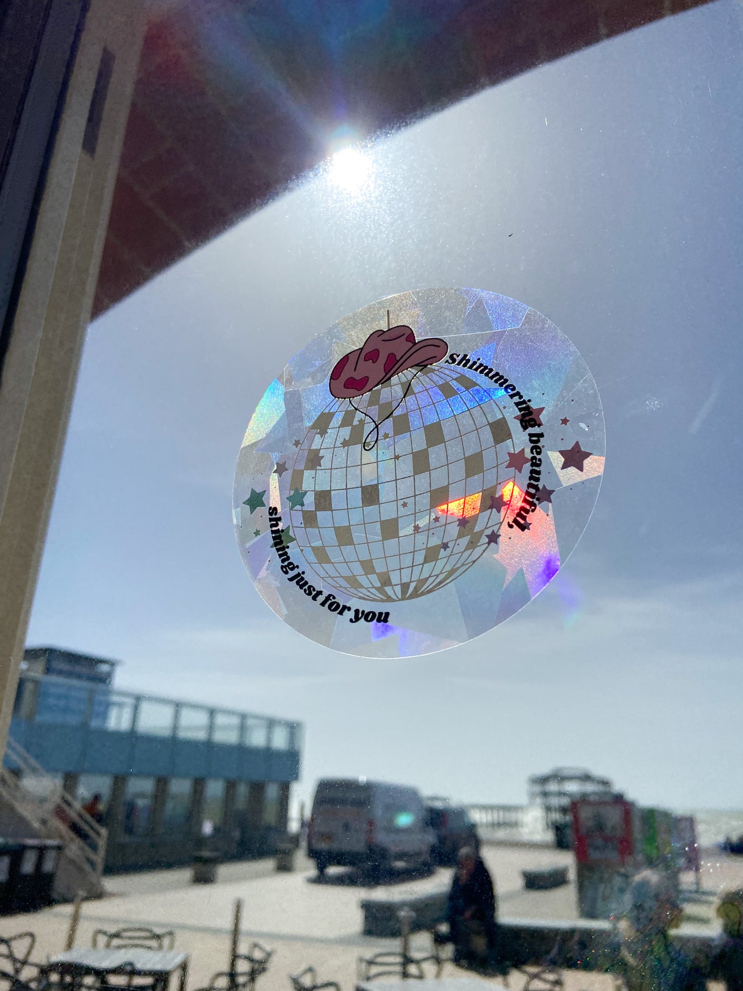 Mirrorball Rainbow Suncatcher Window Sticker Decal, Swifties Gift