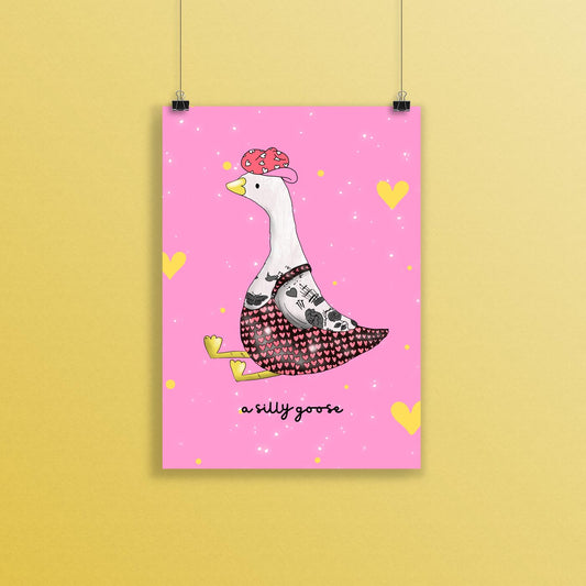 Silly Goose Postcard or Print, Harries Gift