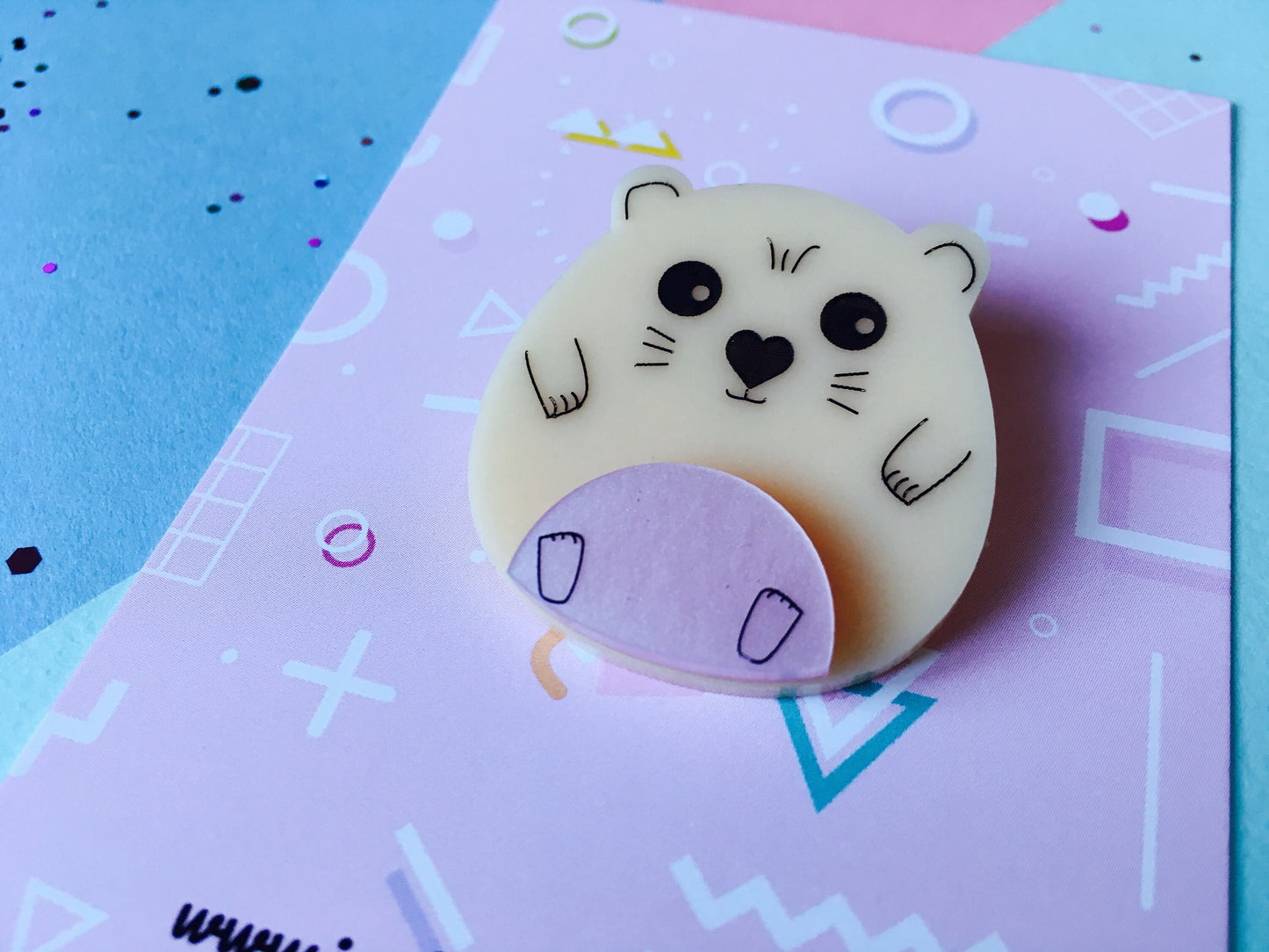 Acrylic Hamster Brooch, Cute Animal Jewellery