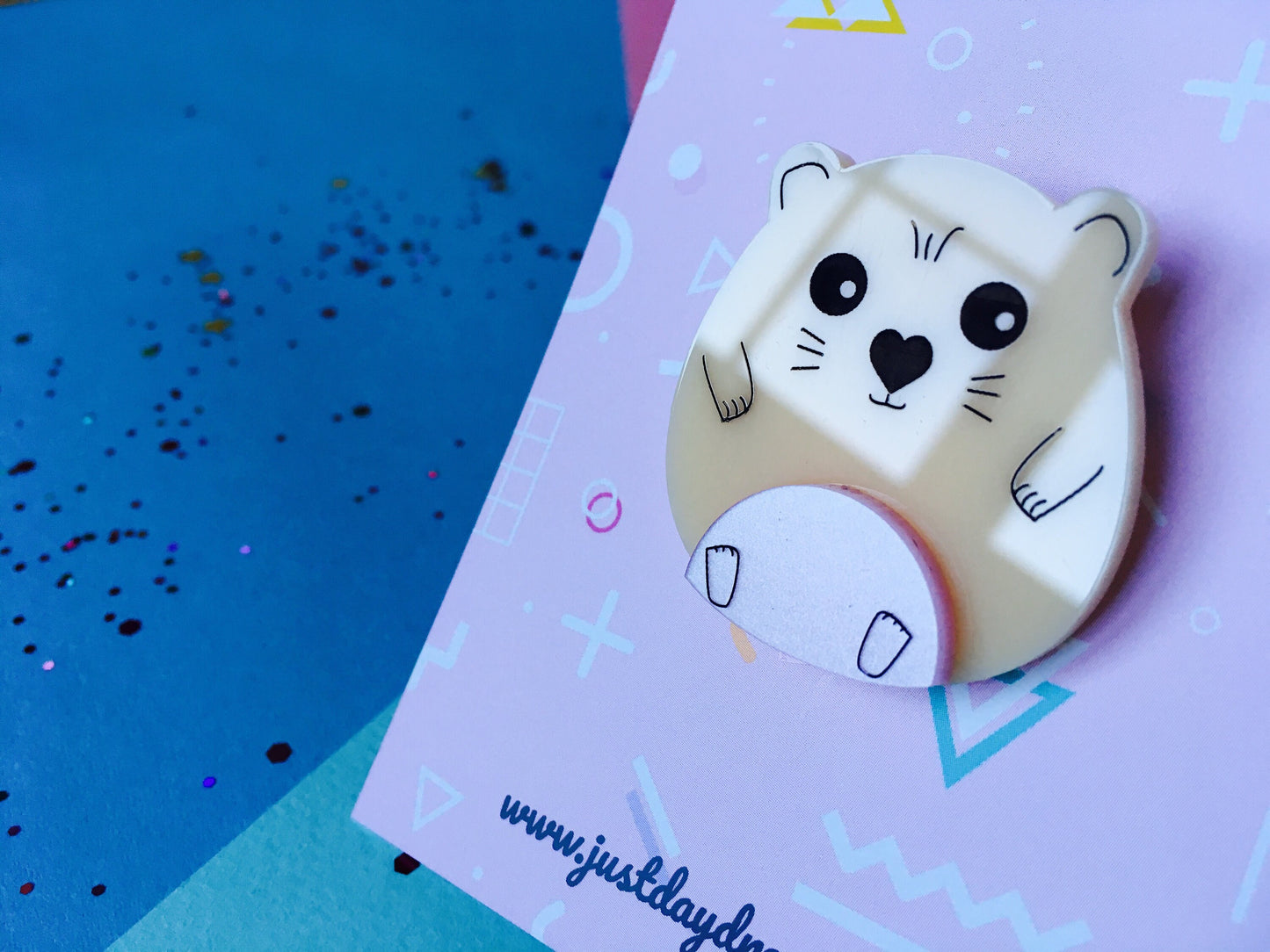 Acrylic Hamster Brooch, Cute Animal Jewellery