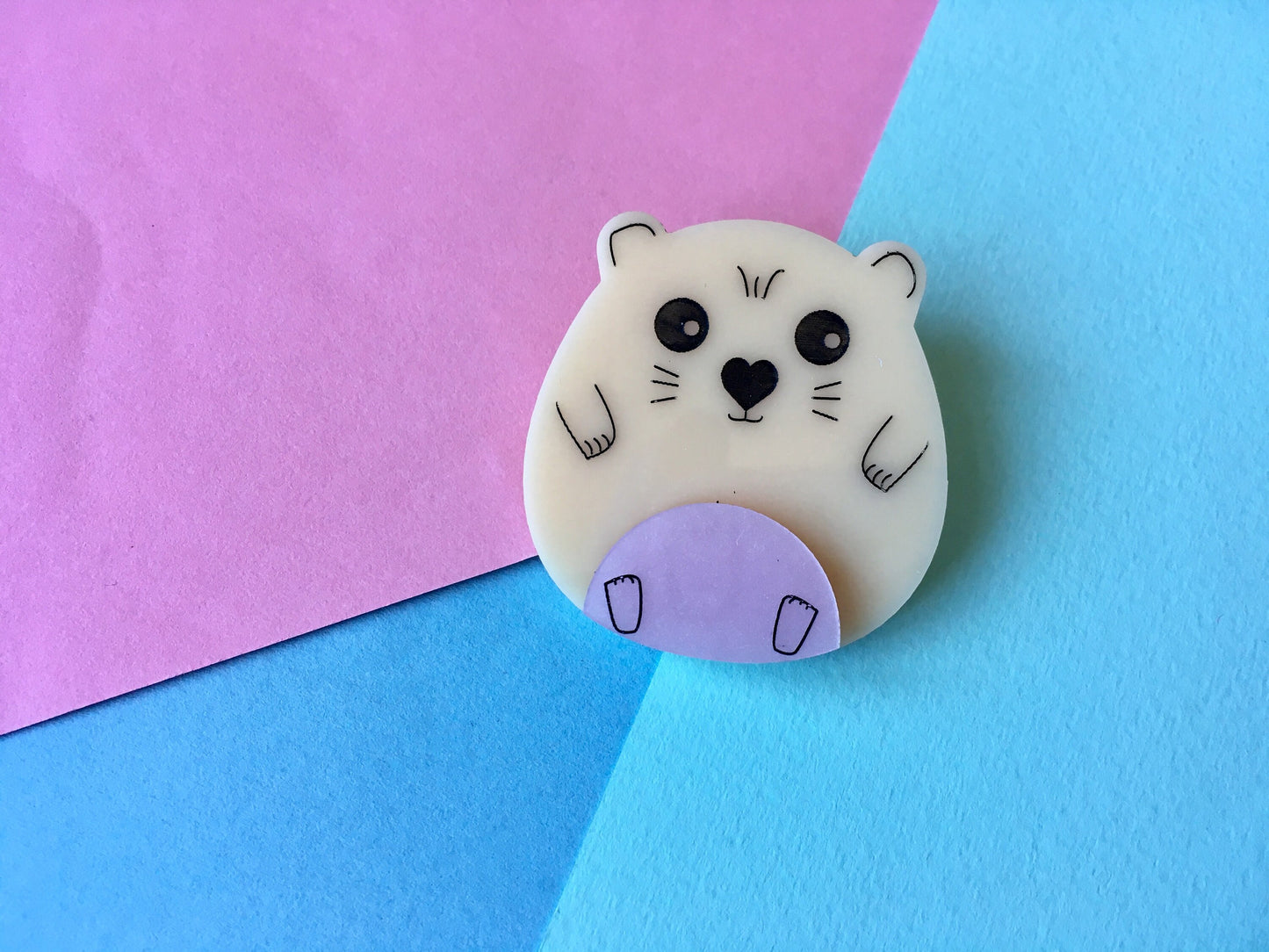 Acrylic Hamster Brooch, Cute Animal Jewellery