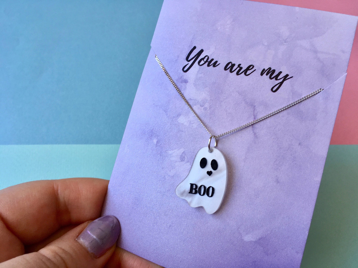 My Boo Necklace, Tiny Ghost, Halloween Jewellery