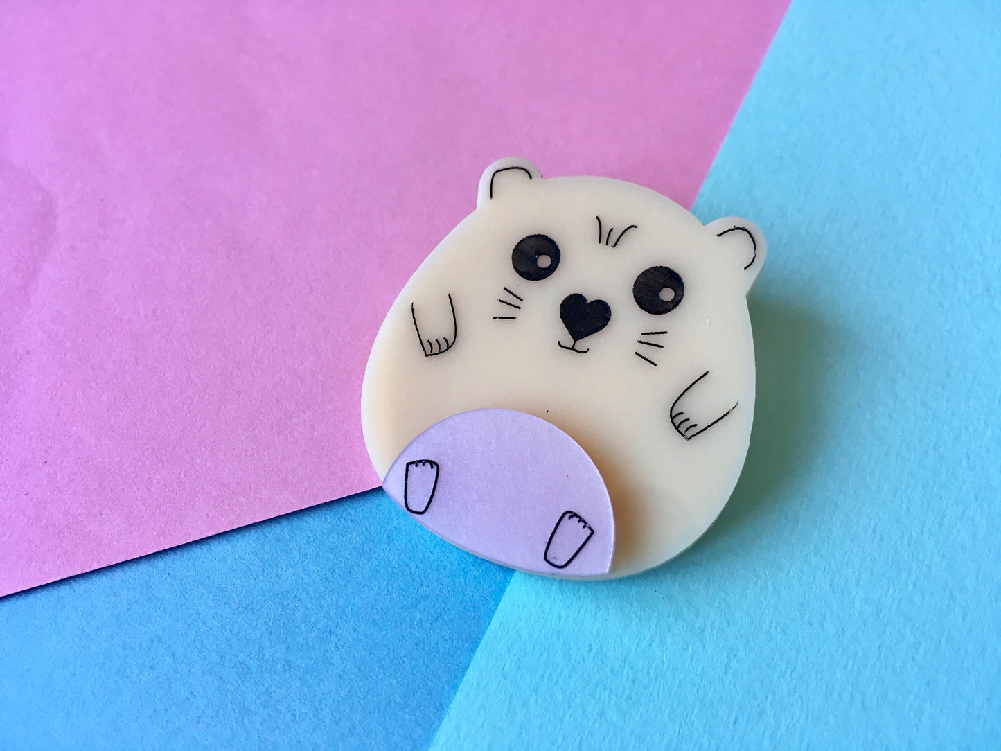 Acrylic Hamster Brooch, Cute Animal Jewellery