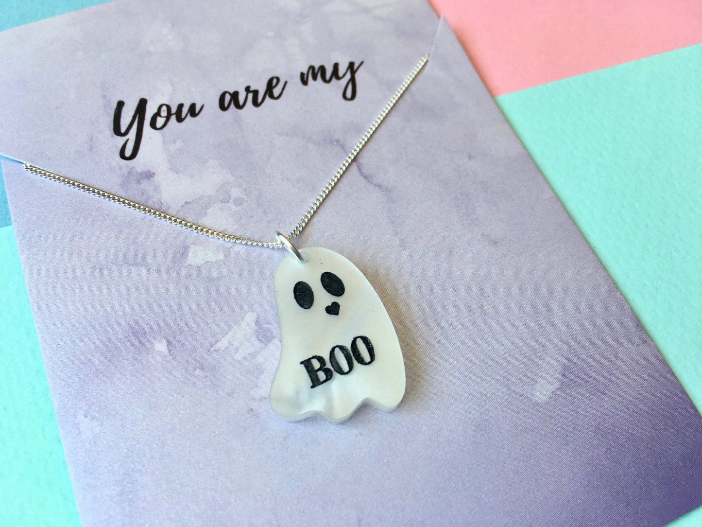 My Boo Necklace, Tiny Ghost, Halloween Jewellery