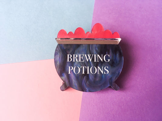 Brewing Potions Halloween Brooch, Witchcraft Pin