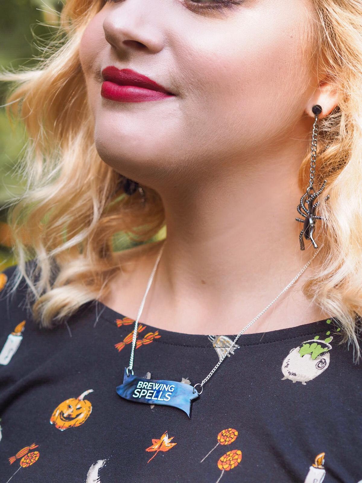 Brewing Spells Necklace, Witchcraft Halloween Jewellery