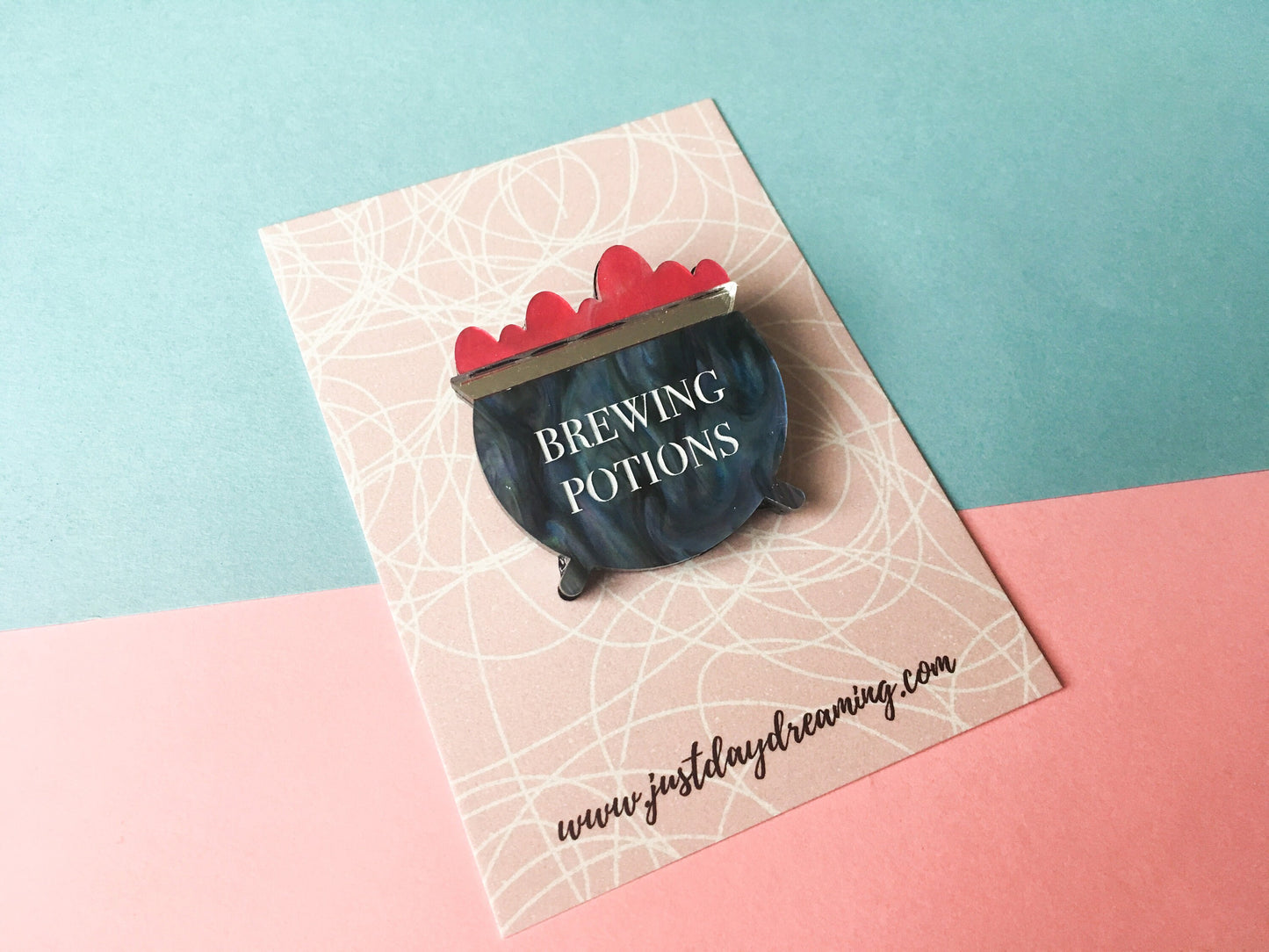 Brewing Potions Halloween Brooch, Witchcraft Pin