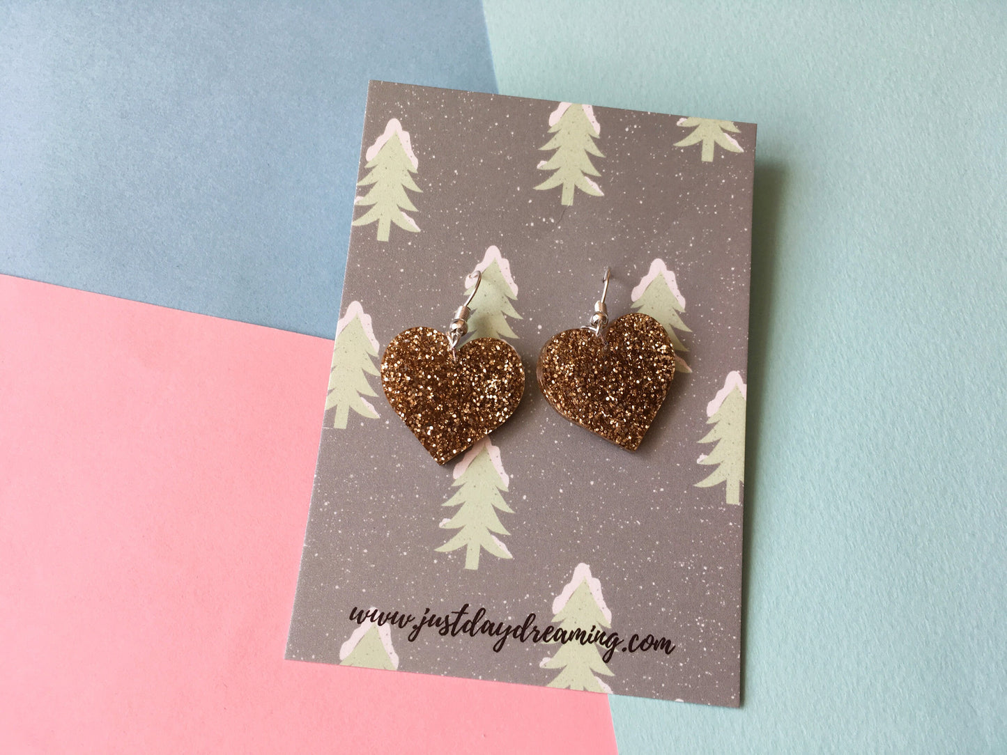 Glitter Earrings, Lover Heart Acrylic Earrings