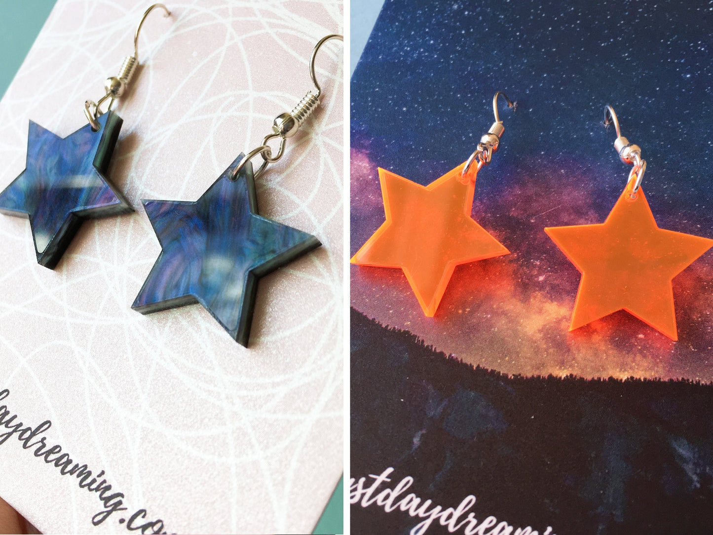 Colourful Star Earrings, Acrylic Jewellery
