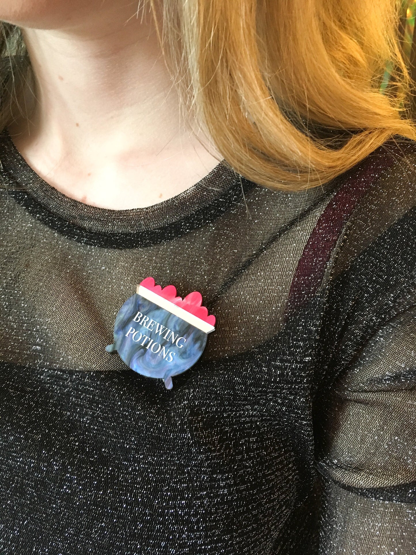Brewing Potions Halloween Brooch, Witchcraft Pin
