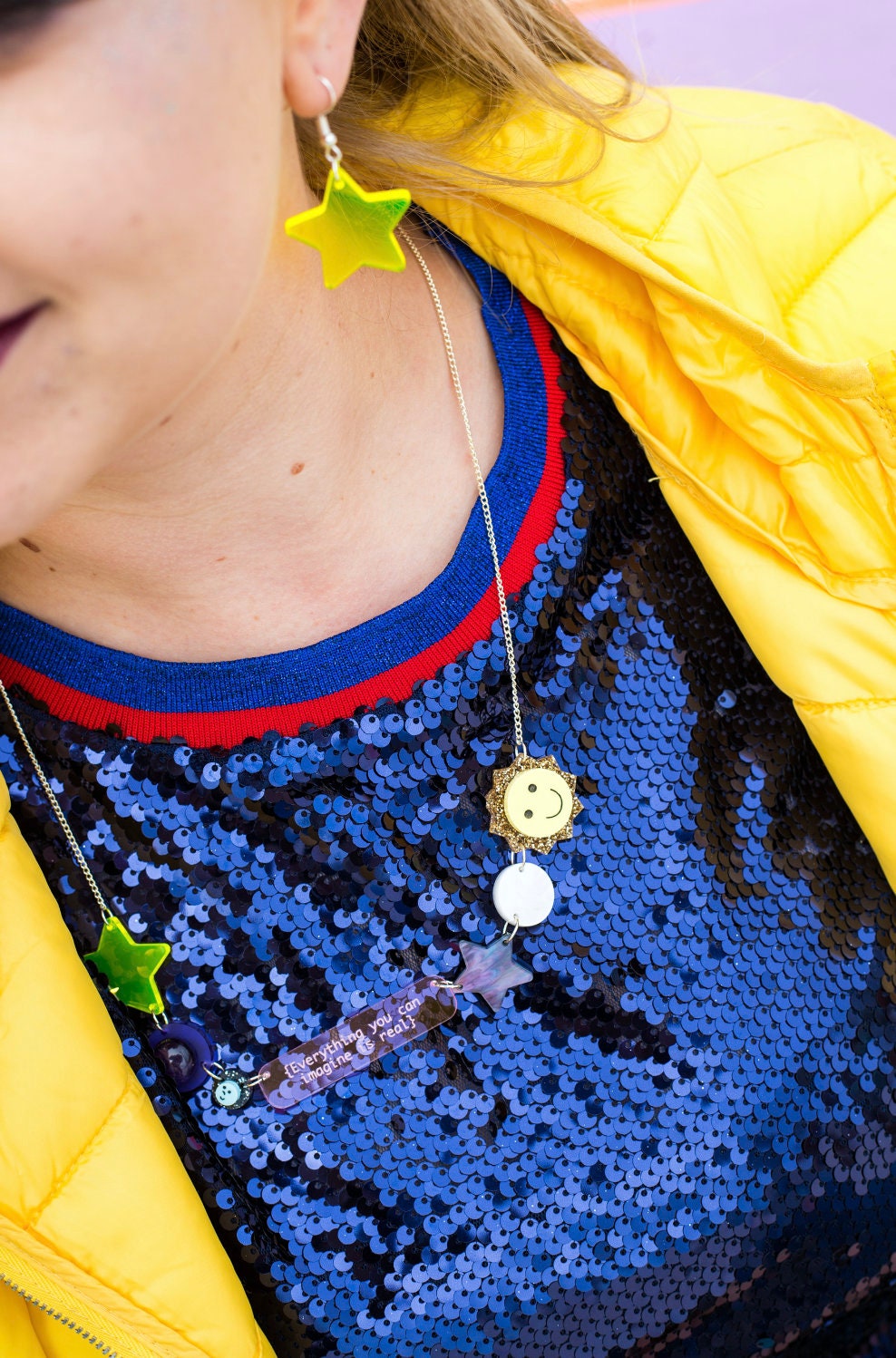 Fluro Star Earrings, Yellow Neon Jewellery