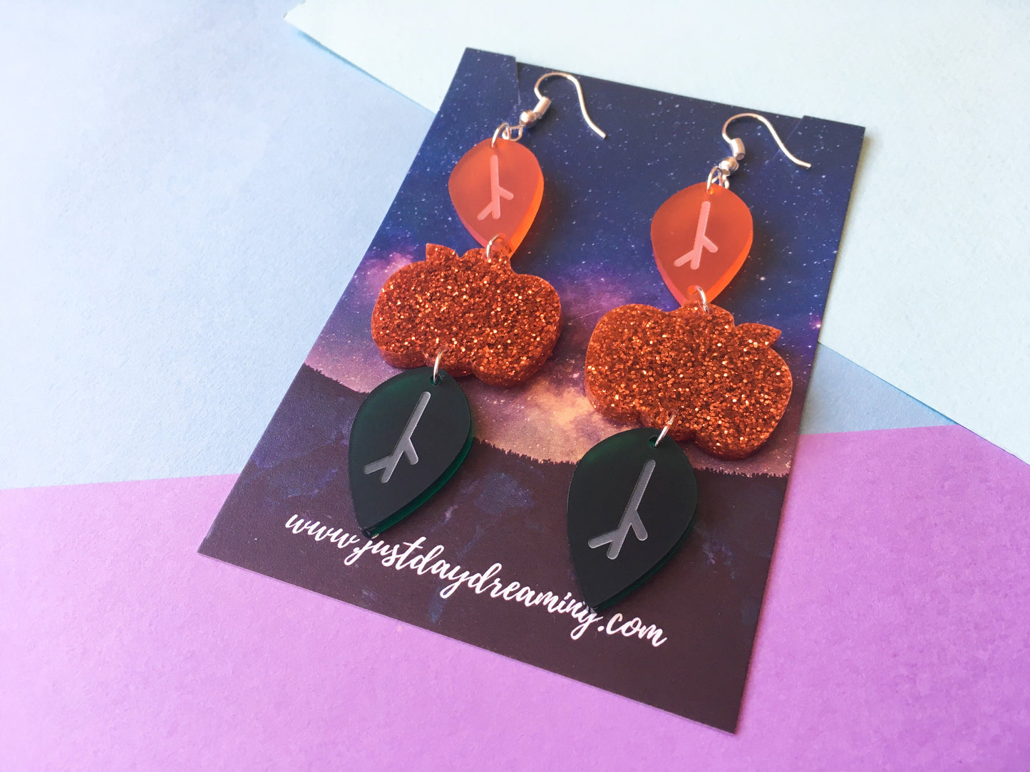 Orange Pumpkin Earrings, Autumn Outfit