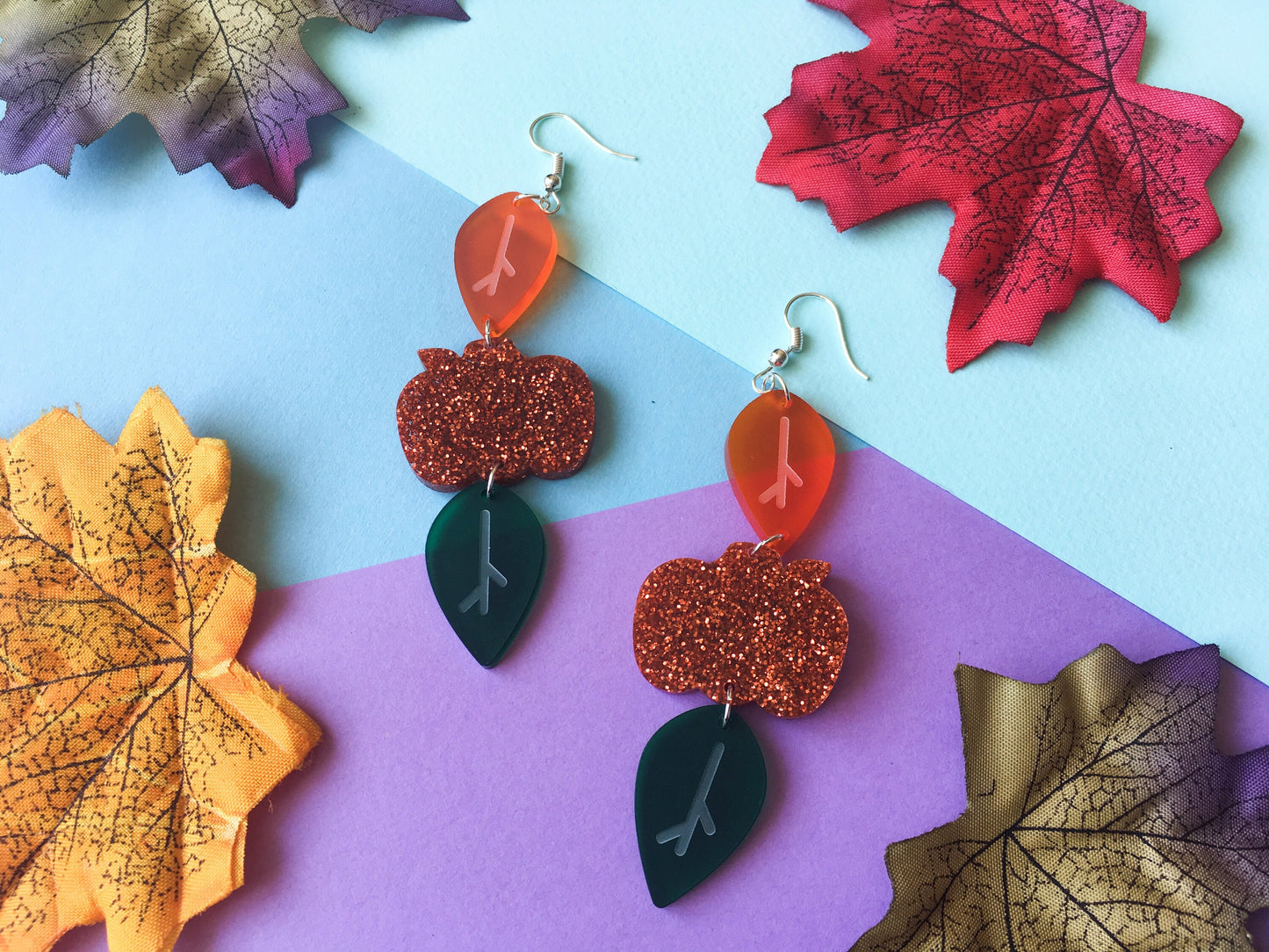 Orange Pumpkin Earrings, Autumn Outfit