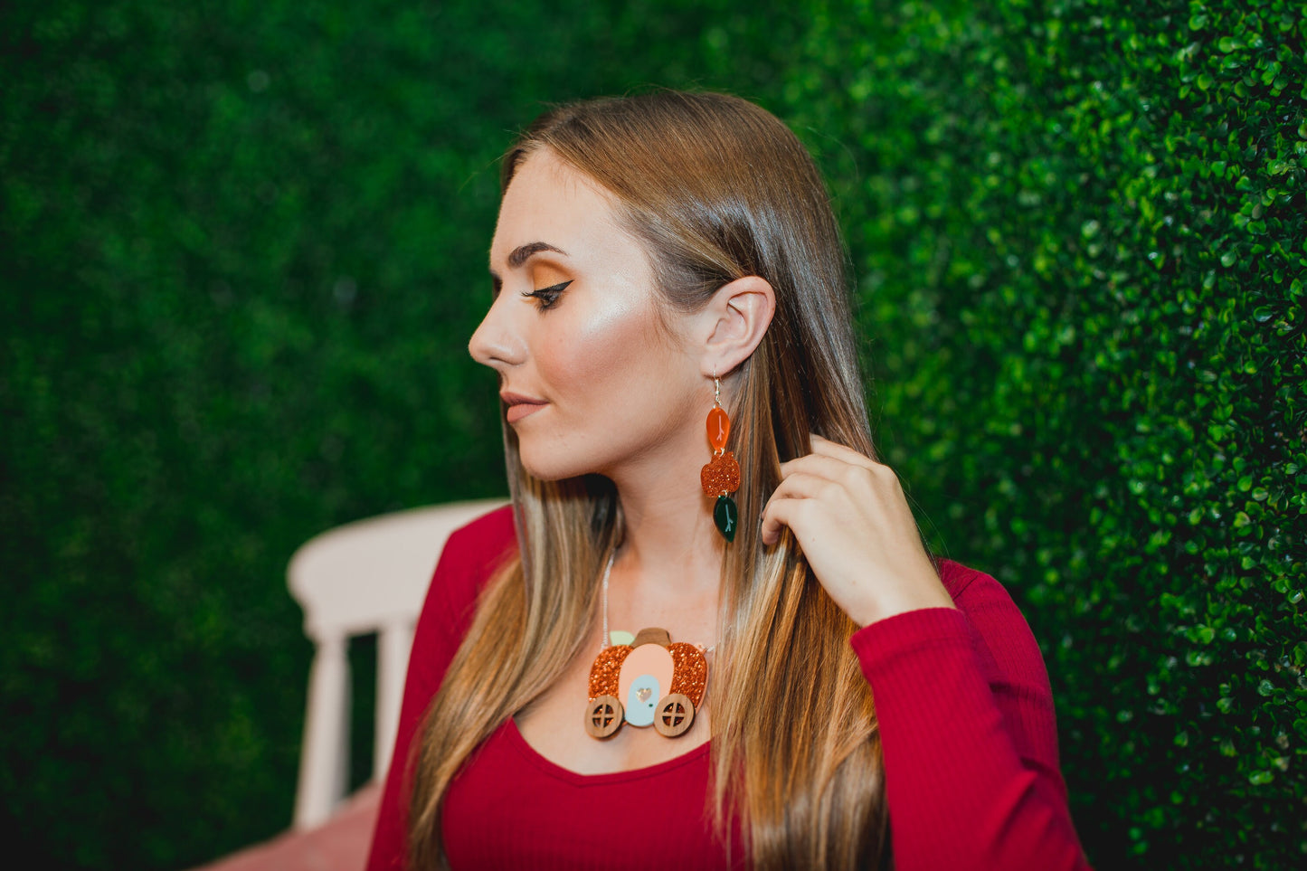 Orange Pumpkin Earrings, Autumn Outfit