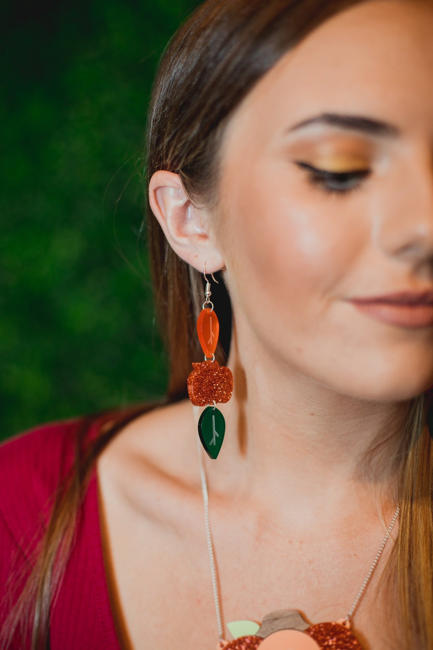 Orange Pumpkin Earrings, Autumn Outfit