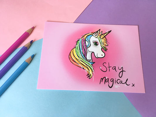 Stay Magical Unicorn, A6 Motivational Postcard