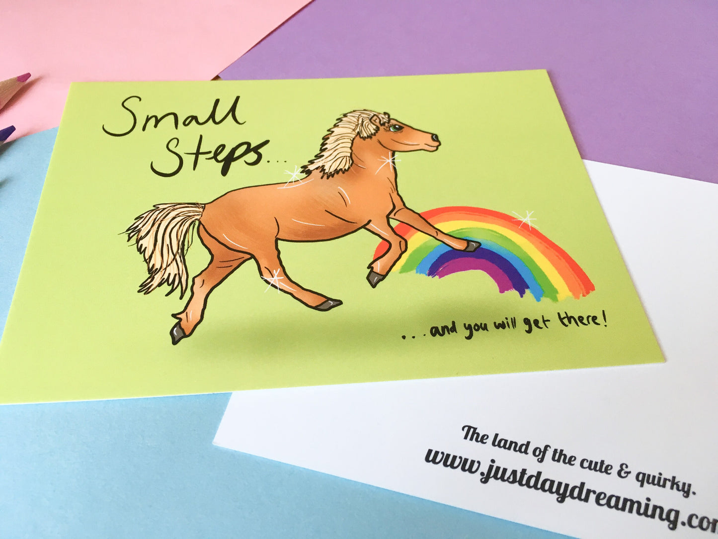 Small Steps Pony A6 Motivational Postcard