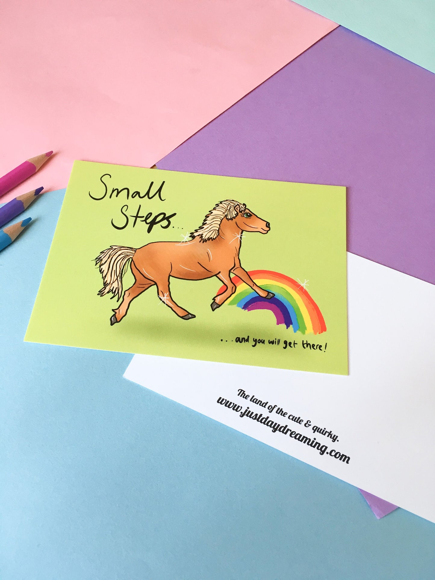 Small Steps Pony A6 Motivational Postcard