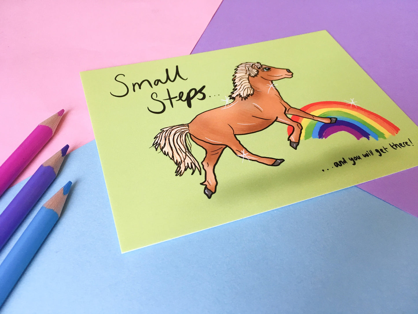Small Steps Pony A6 Motivational Postcard