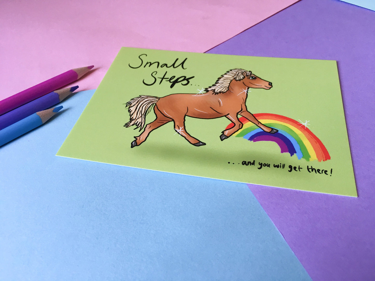 Small Steps Pony A6 Motivational Postcard