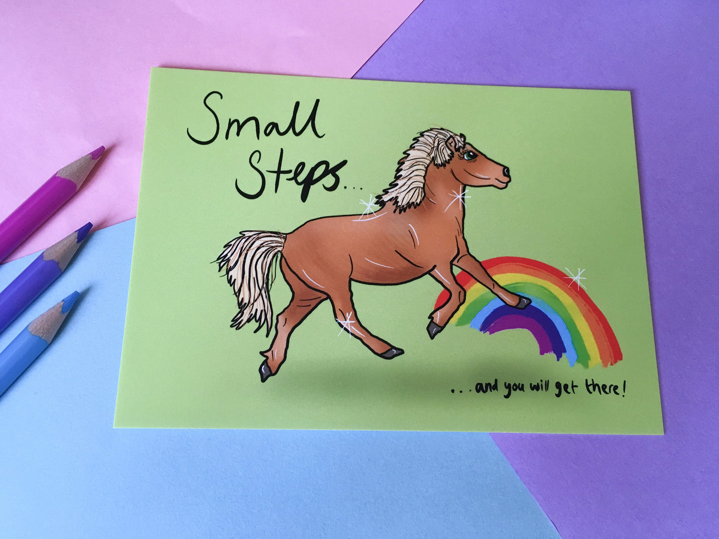 Small Steps Pony A6 Motivational Postcard