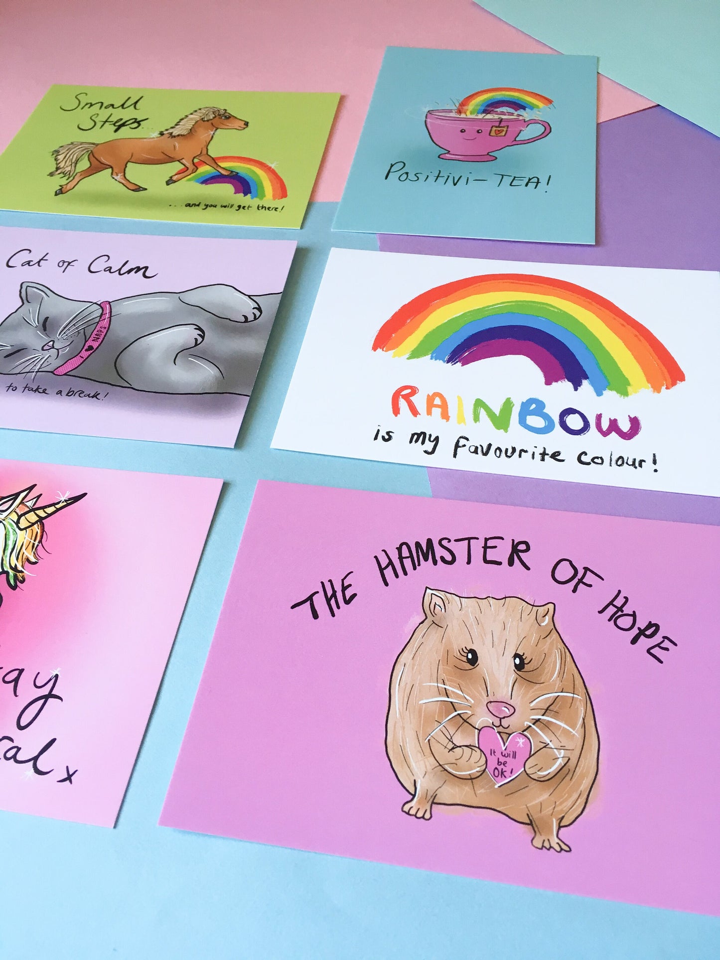 Motivational Quote Postcard Set, A6 Cute Animal Postcards