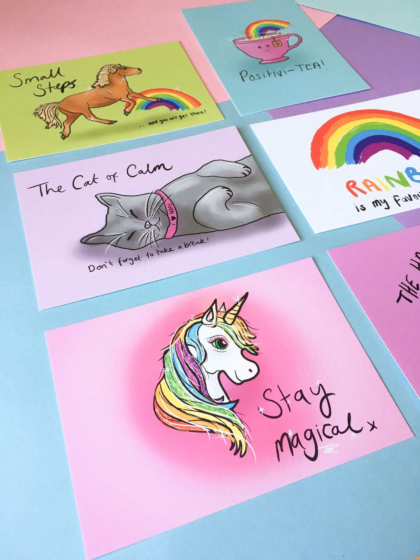 Motivational Quote Postcard Set, A6 Cute Animal Postcards