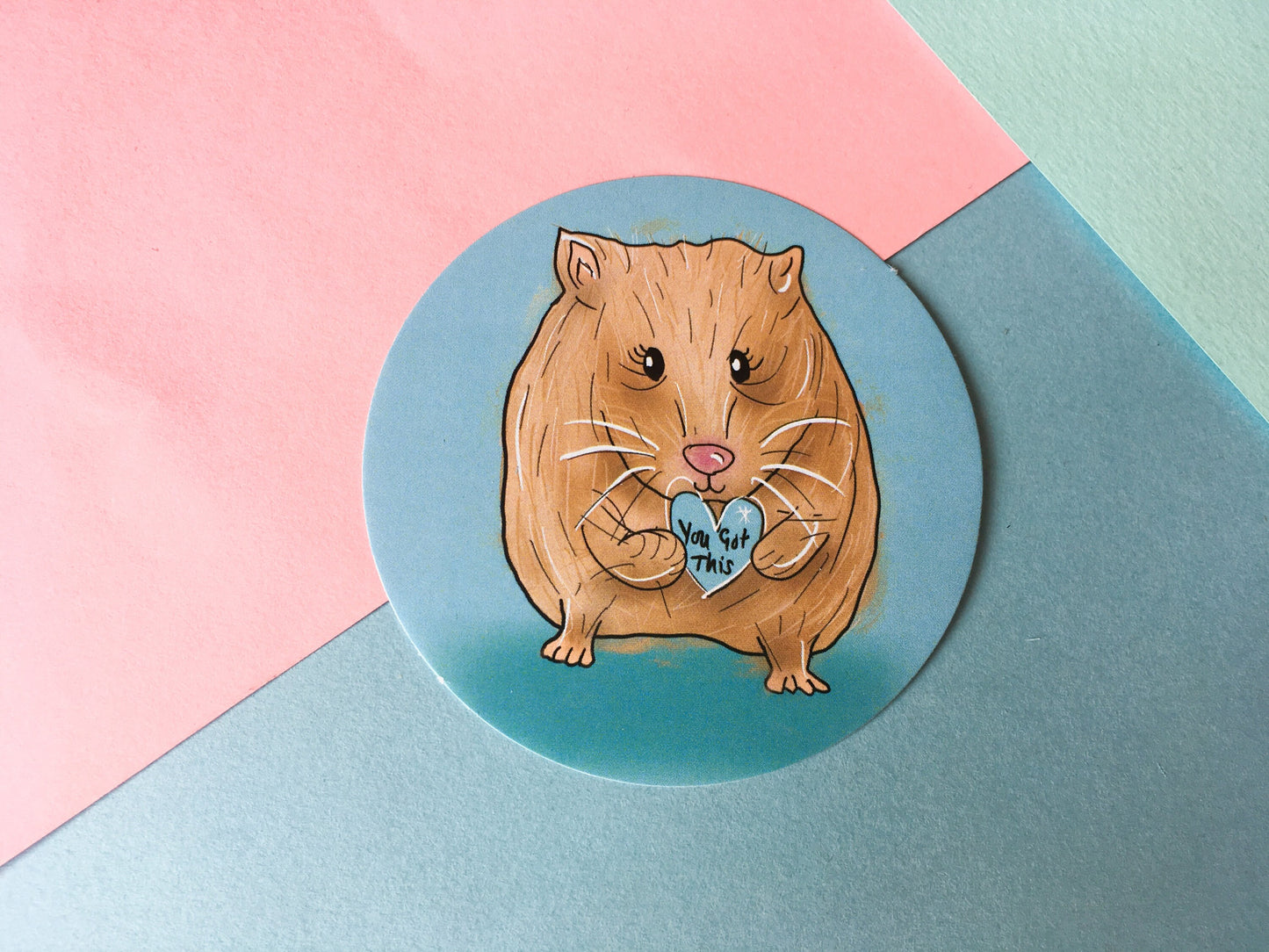 You Got This, Cute Hamster Round Paper Sticker