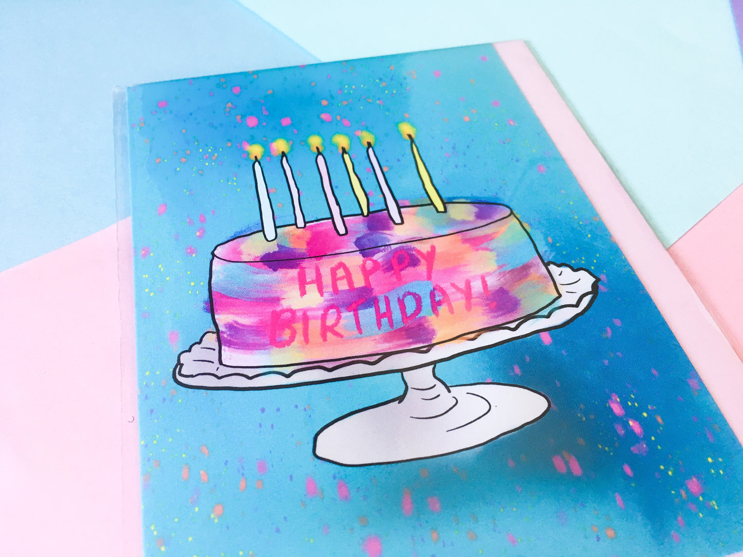 Happy Birthday Cake Card, Colourful Birthday