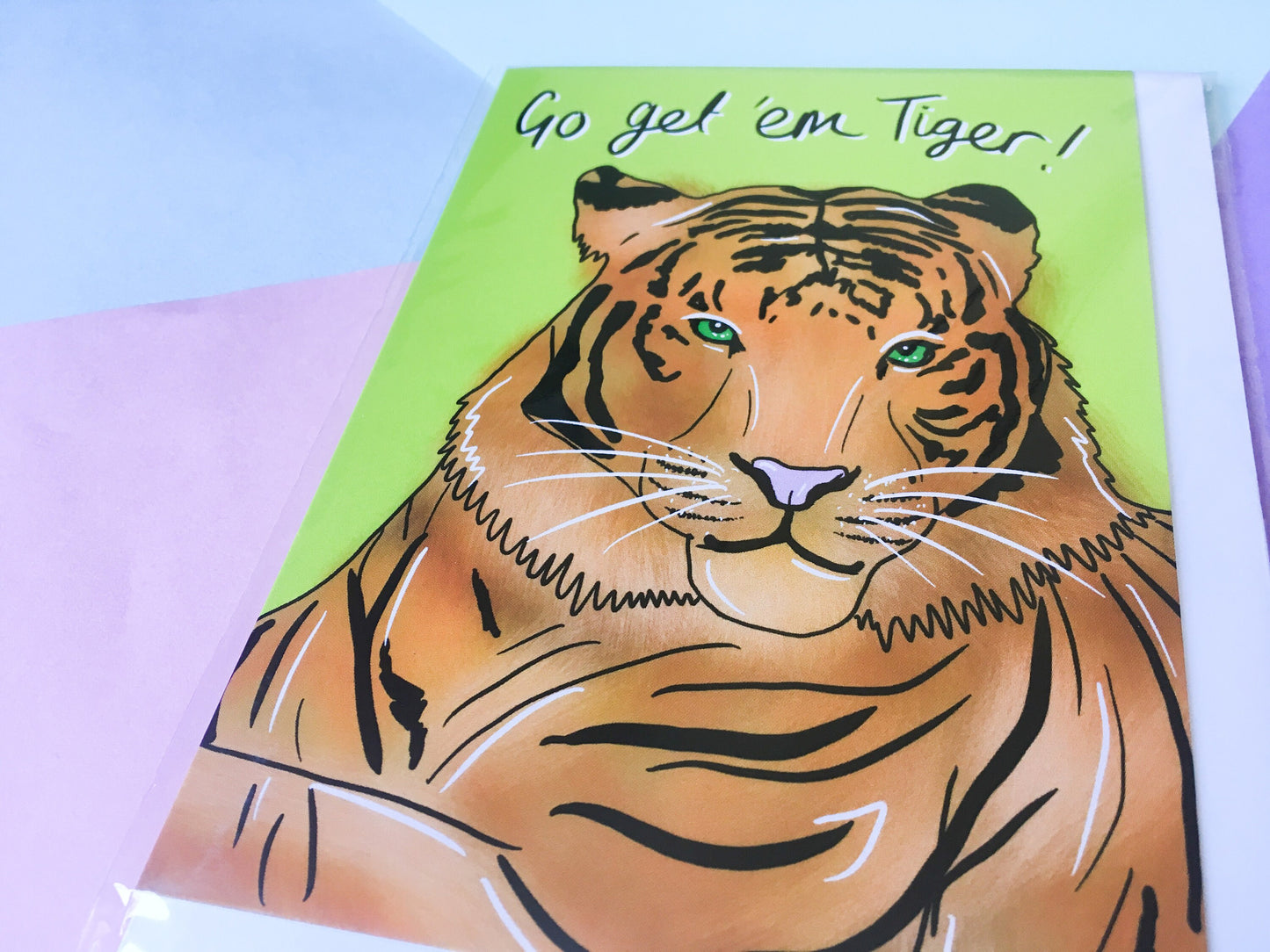 Go Get 'em Tiger Greeting Card, Motivational Card