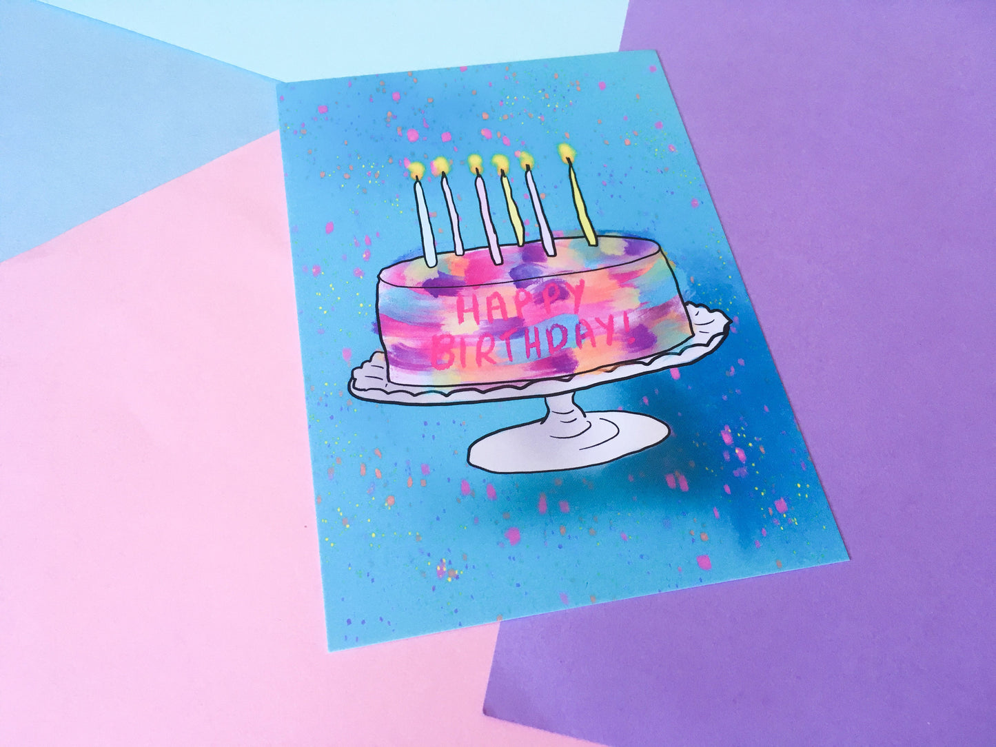 Happy Birthday Cake A6 Postcard
