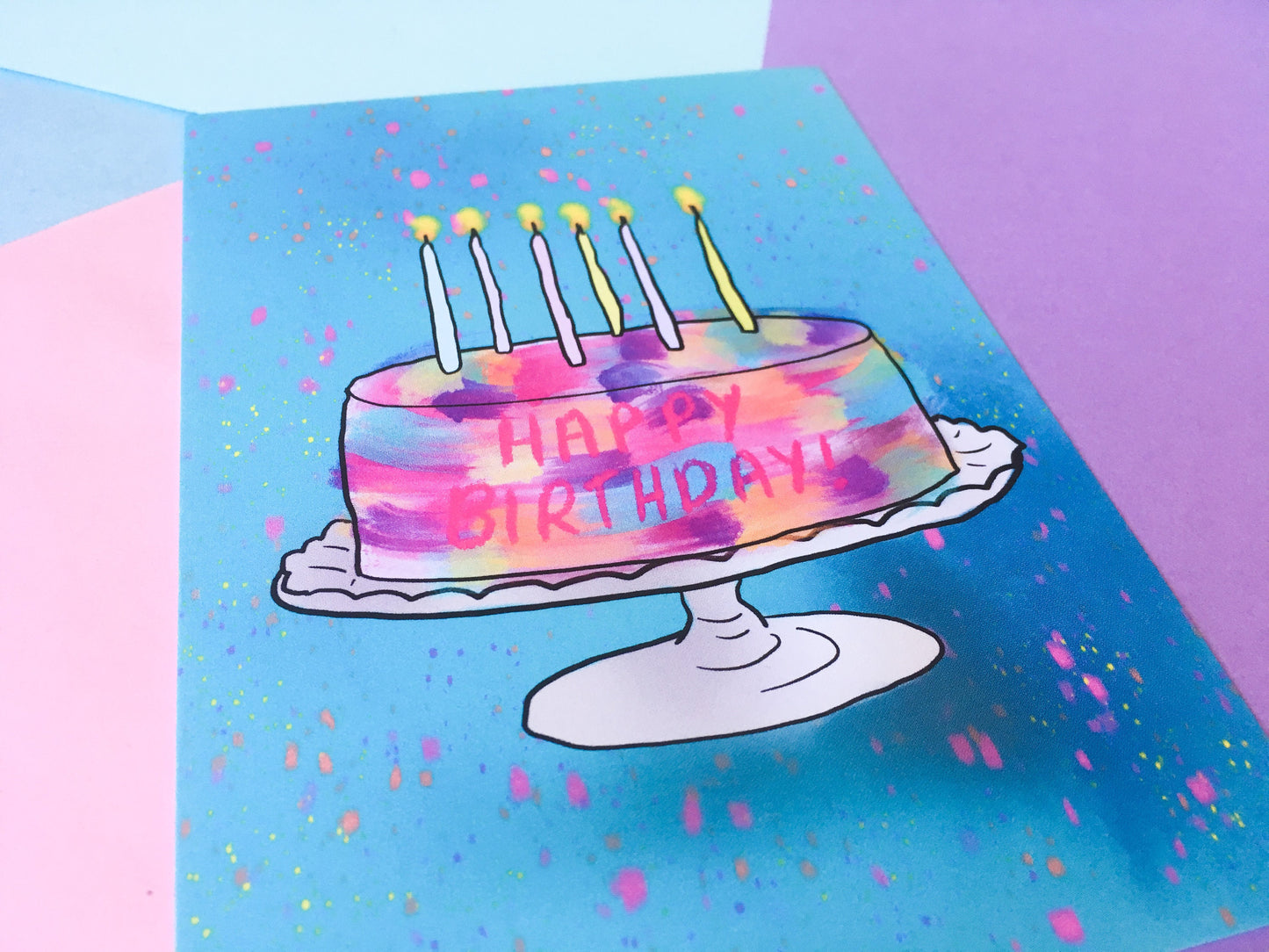 Happy Birthday Cake A6 Postcard