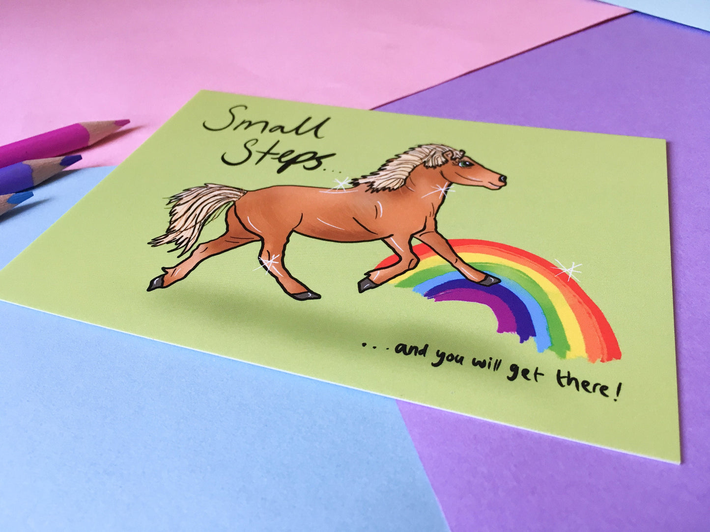 Small Steps Pony A6 Motivational Postcard