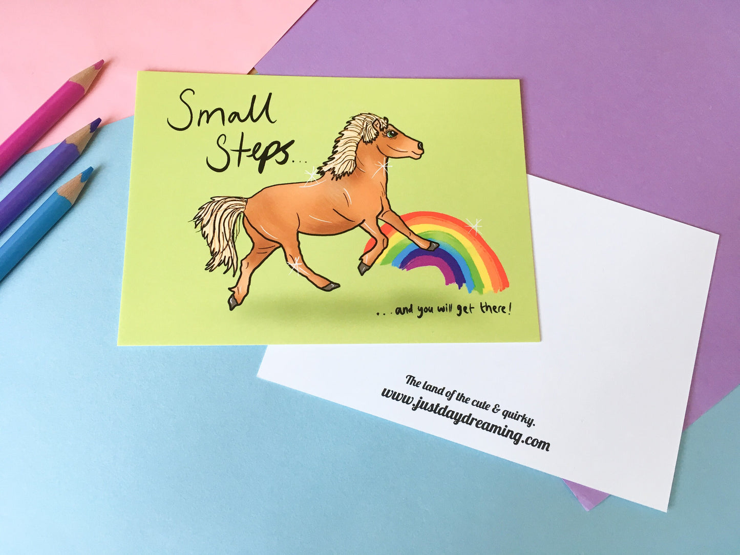 Small Steps Pony A6 Motivational Postcard