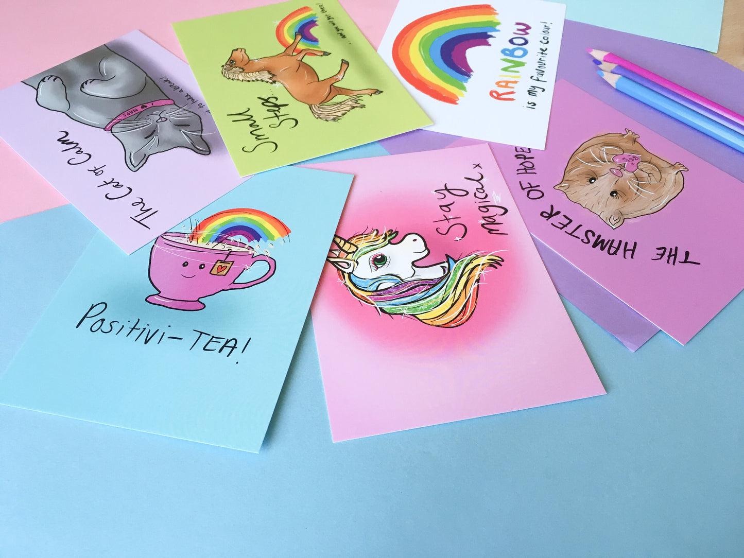 Motivational Quote Postcard Set, A6 Cute Animal Postcards