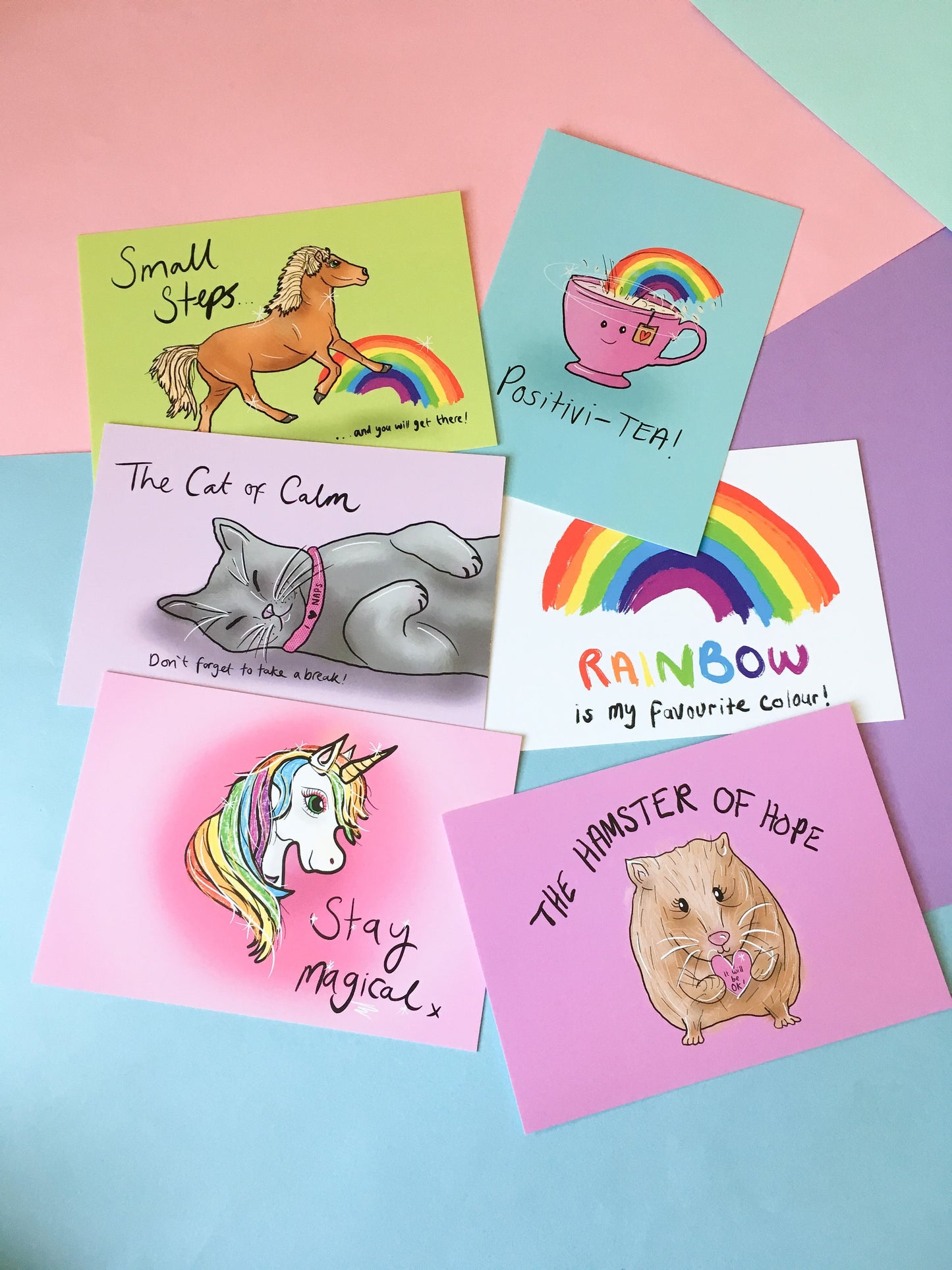 Motivational Quote Postcard Set, A6 Cute Animal Postcards