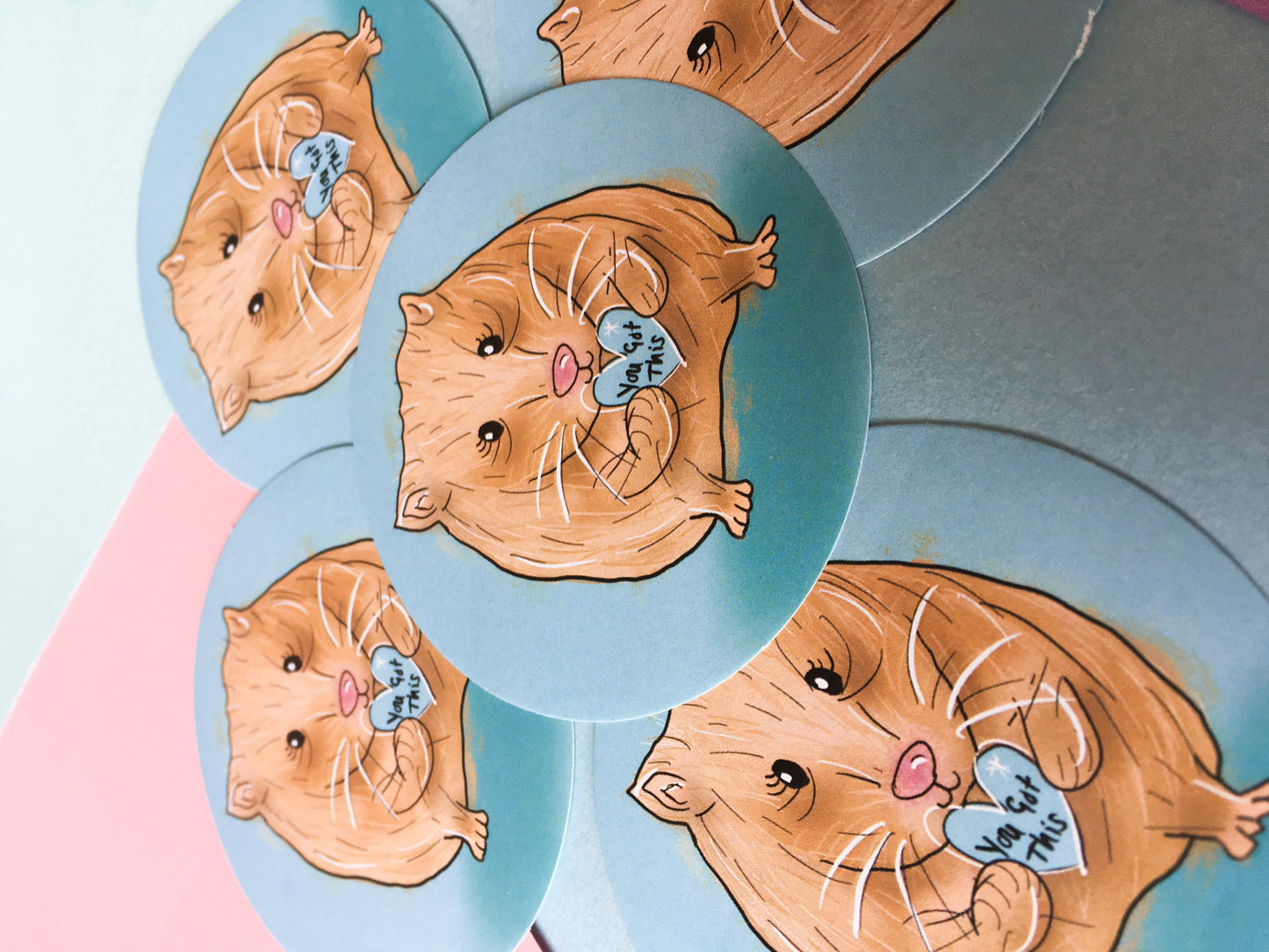 You Got This, Cute Hamster Round Paper Sticker