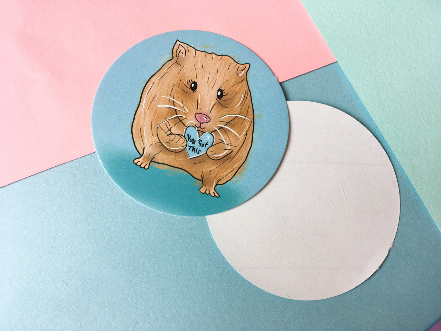 You Got This, Cute Hamster Round Paper Sticker